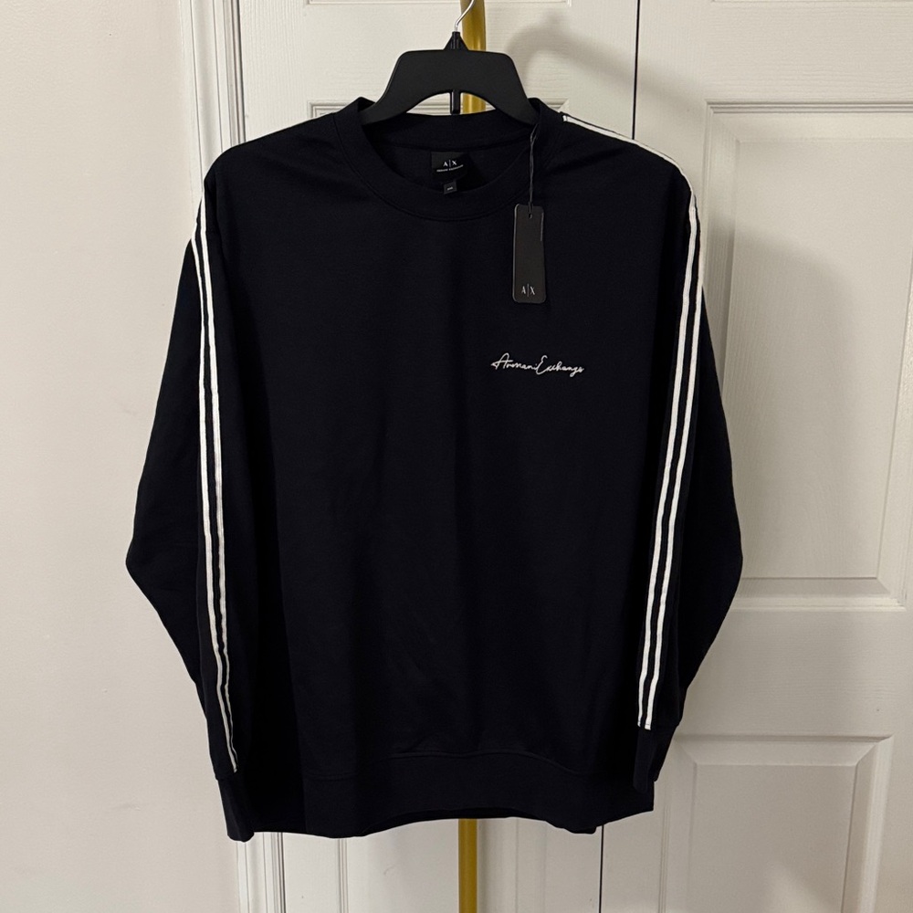 Armani Logo Crewneck Black Sweater for Men